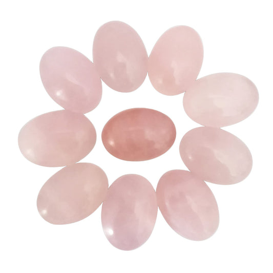 Loveliome 18x13mm Oval Cabochons Flatback Crystal Stone Gemstones Beads for Jewelry Making DIY Pack of 10, Rose Quartz