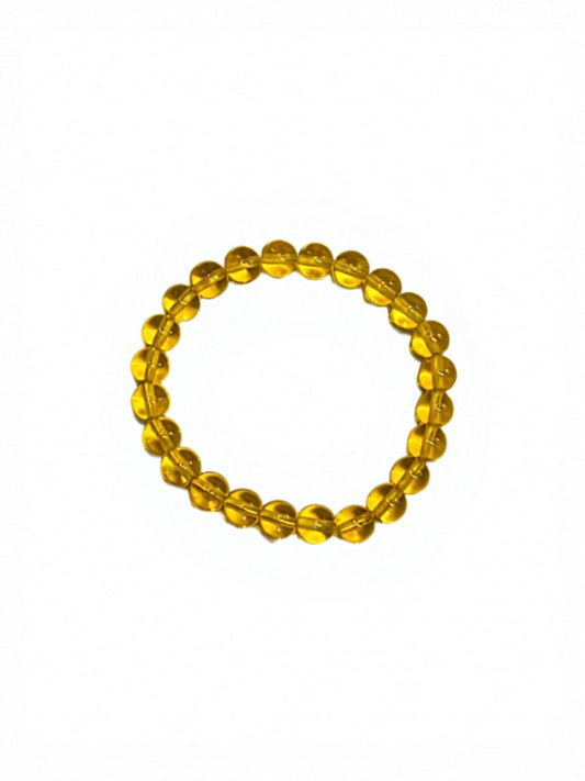 IETWIPNO Stretch Crystal Bracelet for Women,Elastic Beaded Bracelets Set of 1,Multicolor Healing Stone Adjustable Bangle,Gift for Her (8MM Round Yellow)