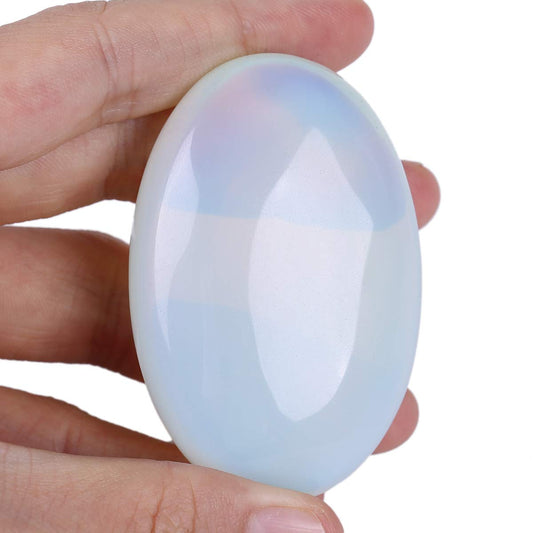 Loveliome Synthesis Opalite Oval Polished Worry Stones, Healing Crystal Indoor Fountain Stones Massage Energy Anxiety Relief Items