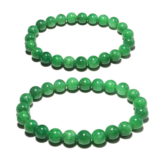Green Jade Bracelets for Couples | 8mm & 10mm Beads Natural Chakra Crystal Jewelry for Meditation | Love and, Come with Box & Beading Tool