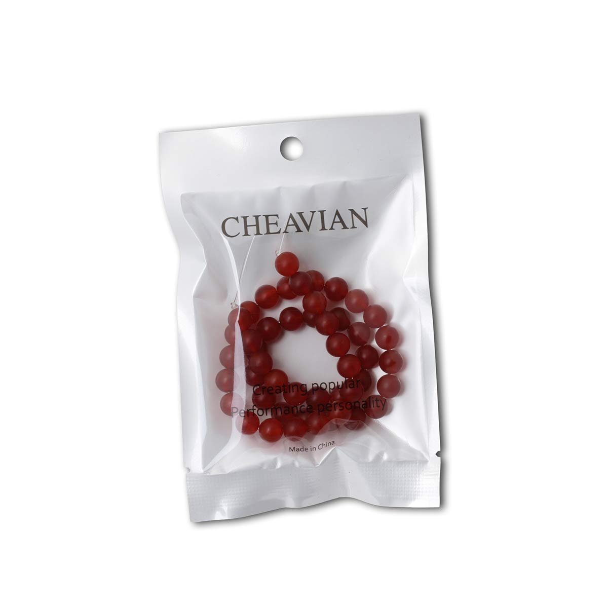 CHEAVIAN 45PCS 8mm Natural Frosted red Agate Round Loose Beads for Jewelry Making DIY Findings 1 Strand 15"