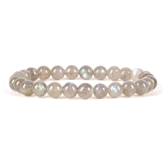 Cherry Tree Collection - Small, Medium, Large Sizes - Gemstone Beaded Bracelets For Women and Men - 6mm Round Beads (Labradorite AA Grade - Medium)