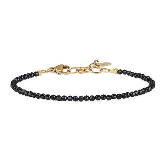 COAI Women's Crystal Bracelet, Black Tourmaline Bracelet for Women 3mm