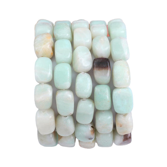BEADIA Natural Amazonite Cuboid Stone Loose Semi Gemstone Beads for Jewelry Making 8mmx12mm 38cm/Strand
