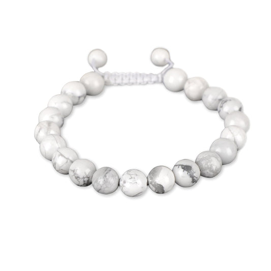 AD Beads Natural 8mm Gemstone Bracelets Healing Power Crystal Macrame Adjustable 7-9 Inch (White Turquoise)