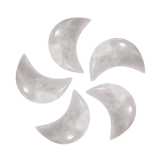 MECCANIXITY 5 Pcs Moon Crystal Worry Stone, 0.5 Inch Length Natural Agate Moon Gemstone Bulk, Carved Pocket Stones for Meditation Balancing Pendant Decor