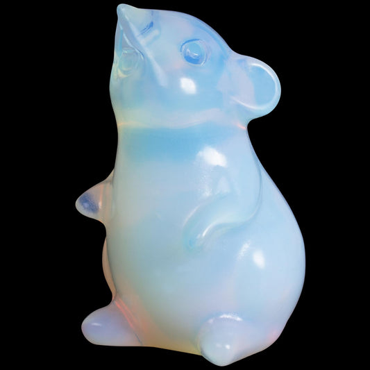 Ytbeoxk Handmade Opalite Crystal Mouse Figurine Quartz Mouse Sculpture Wealth Attracting Feng Shui Decor Mini Desk Ornament Meditation Crystal Animal Mouse Wealth Attracting.