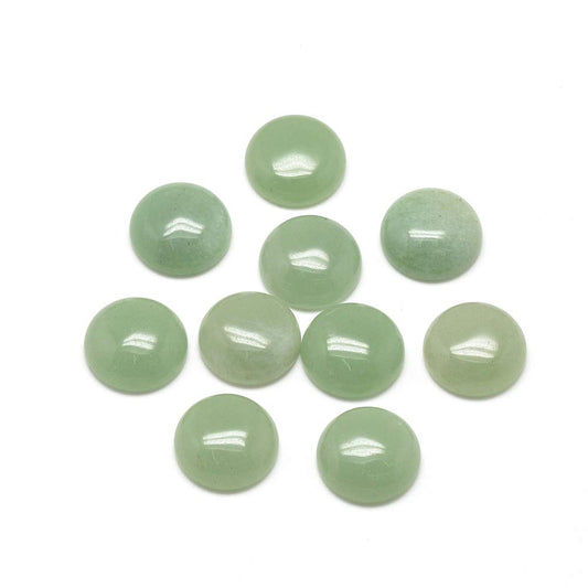 Fashewelry 50Pcs Natural Green Aventurine Cabochon Stone Half Round Beads 6mm Tiny Flat Back Gemstone Chakra Healing Crystal Cover Cabs for Jewelry Making