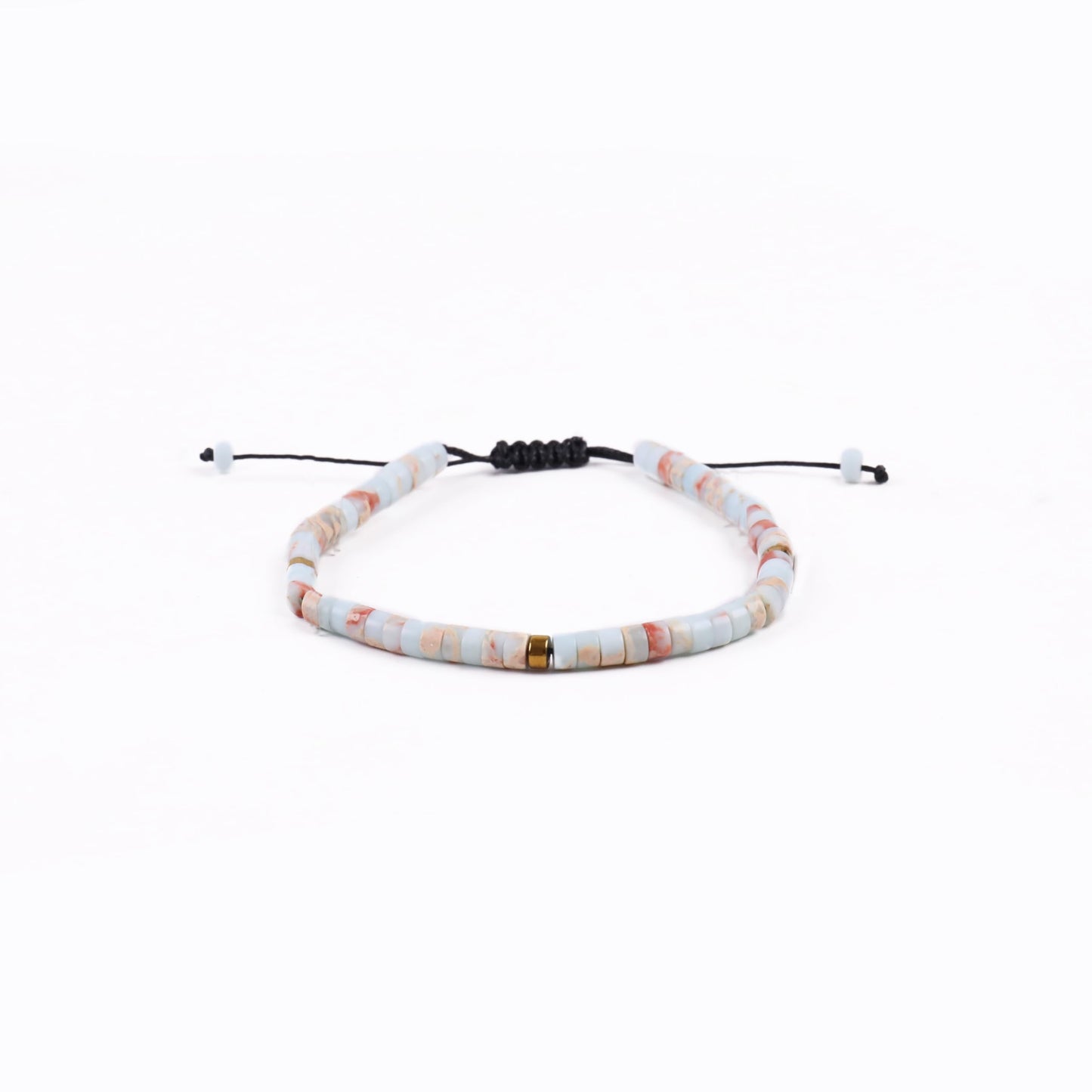 Iborov Handmade 4mm Natural Amazonite Stone Healing Crystal Beaded Bracelet Adjustable Braided Cord Chakra Jewelry for Men and Women