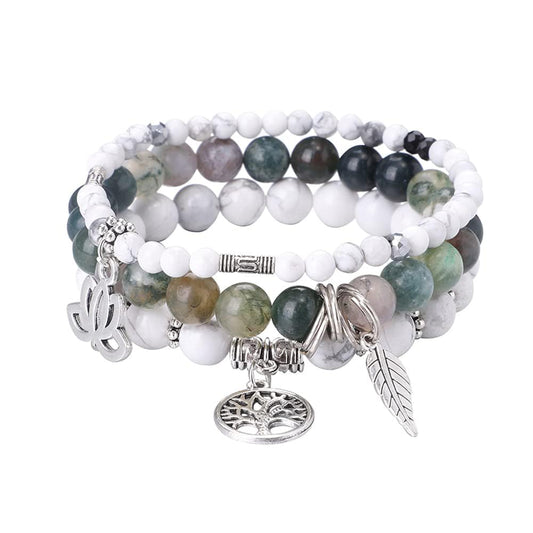 UEUC Tree of Life Yoga Healing Stone Bracelets,Multilayer Lotus Chakra Stone Reiki Bracelet Sets,Anxiety Crystal Natural Stone,for Women Stress Relief(#179)