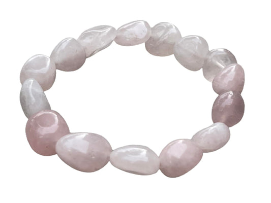 GAF TREASURES Rose Quartz Crystal Nugget Bracelet, Genuine Rose Quartz Bracelet, Healing Crystal Bracelet Gift for Men & Women (1)