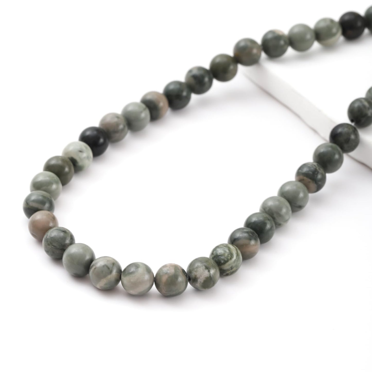 8mm 45pcs DIY Natural Sinkiang Jade Stone Beads Round Healing Crystal Gemstone Loose Beads for Jewelry Making Handmade Bracelet Necklace