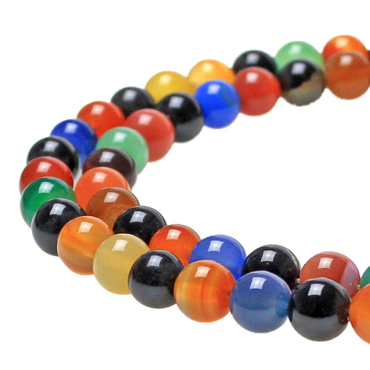 MJDCB AAA Natural Multicolor Agate Beads Round Colorful Stone Energy Healing Beads for DIY Necklace Bracelat Jewelry Making Strand 15" (6mm)