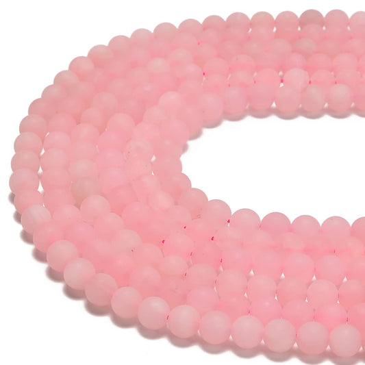 jodaying 10mm Pink Rose Quartz Matte Round Natural Gematone Loose Beads for Jewelry Making DIY 1 Strand 15"