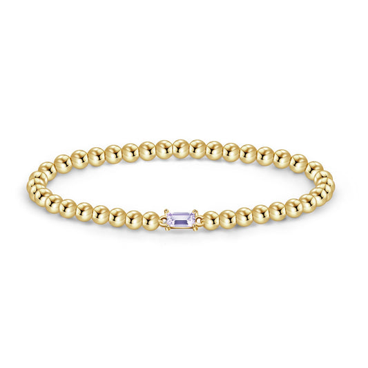 Free bird Gold Bracelet Stack 14K Gold Plated Simple Gold Bead Bracelets Alexandrite Bracelet June Birthstone Bracelets for Women Trendy Gold Bracelets for Birthday Gift