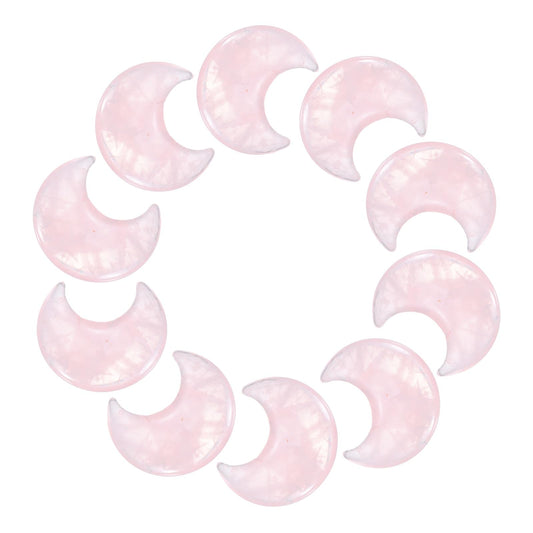 MECCANIXITY 10 Pcs Moon Crystal Worry Stone, 1.2 Inch Length Natural Rose Quartz Moon Gemstone Bulk, Carved Pocket Stones for Meditation Balancing Pendant Decor
