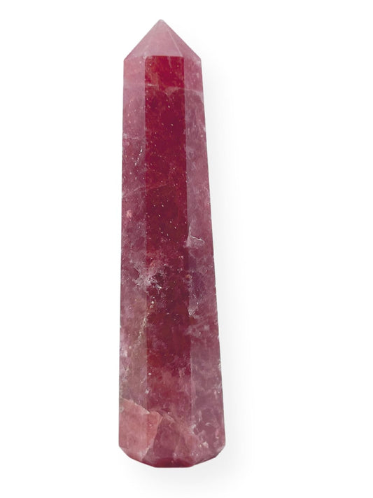 WholesaleGemShop 3 Inch (70 mm) Gemstones Strawberry Quartz Obelisk Tower Jumbo Facet Aura Rock Crystal Natural Polished Earth Wand Spirit