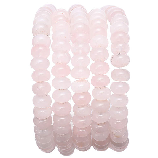BEADIA Natural Rose Quartz Crystal Stone Rondelle 5x8mm Loose Semi Gemstone Beads for Jewelry Making 38cm