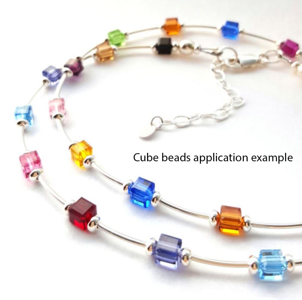 200pcs Czech Faceted Cube Crystal Glass Loose Beads Spacer Bulk 6mm (0.24 Inch) White Opal for DIY Jewelry Craft Making CCC634