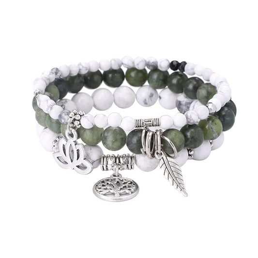 UEUC Tree of Life Yoga Healing Stone Bracelets,Multilayer Lotus Chakra Stone Reiki Bracelet Sets,Anxiety Crystal Natural Stone,for Women Stress Relief(#170)