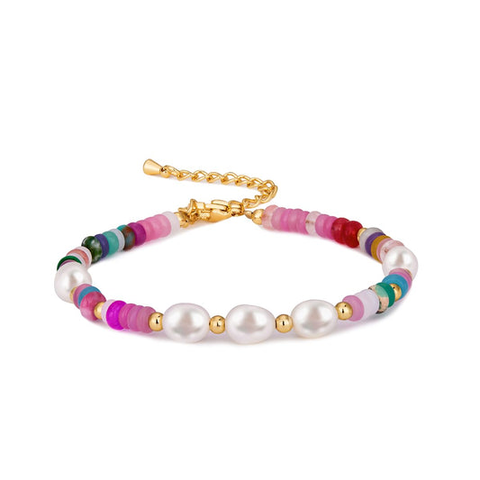 Bracelets for Women Dainty Gold Boho Beaded Bracelets Gifts for Women Mom Lover Friends Colorful Stone Pearl Jewelry Bracelet Trendy Fashion