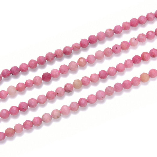 Adabele 15 Inch Natural Red Rhodochrosite Healing Gemstone 4mm (0.16 Inch) Tiny Small Faceted Round Loose Beads Stone Spacer (75-85pcs) for Craft Jewelry Making GK4-13
