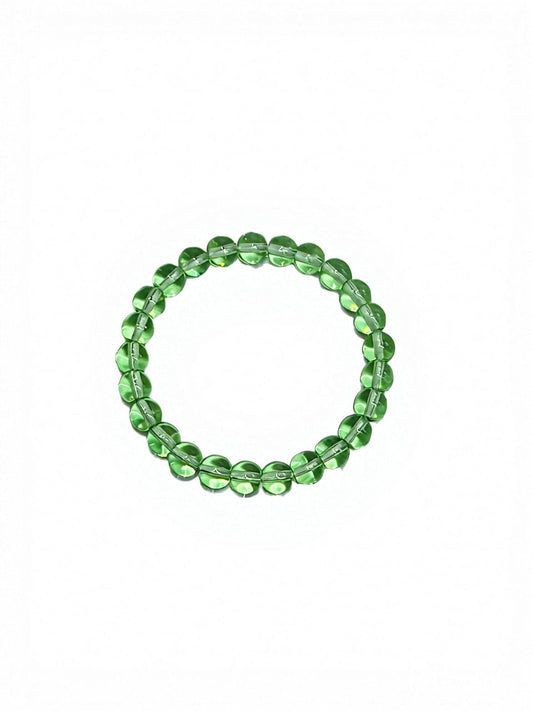 IETWIPNO Stretch Crystal Bracelet for Women,Elastic Beaded Bracelets Set of 1,Multicolor Healing Stone Adjustable Bangle,Gift for Her (8MM Round Green)