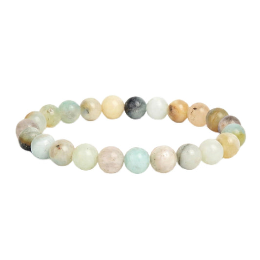 Elm City Direct 8mm Natural Stone Beaded Bracelet – Unisex Crystal Stretch Bracelets for Men & Women, Chakra & Healing Jewelry, Gift-Ready Beaded Bracelets (Amazonite, 8mm)