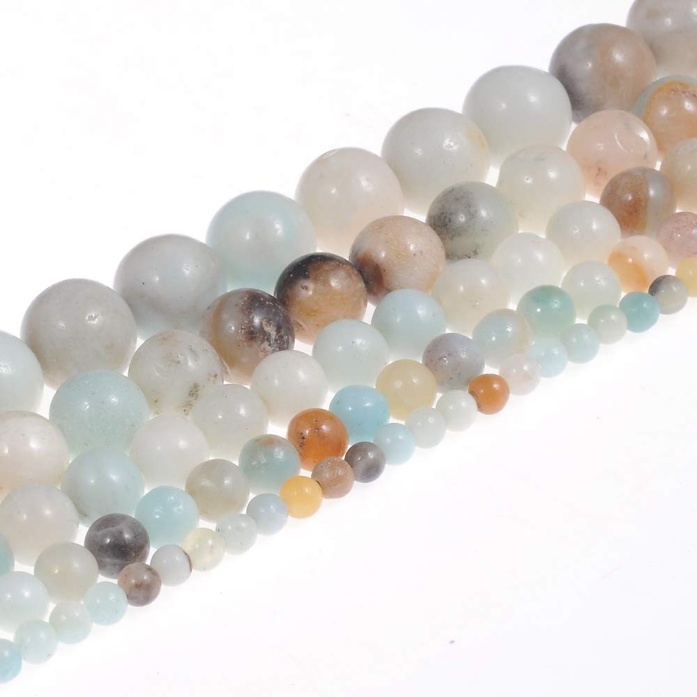 Natural Stone Beads 8mm Amazonite Gemstone Round Loose Beads Crystal Energy Stone Healing Power for Jewelry Making DIY,1 Strand 15"