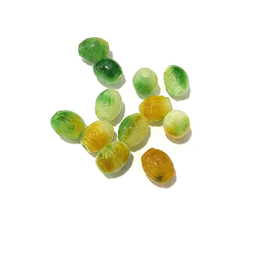 Fashewelry 10Pcs Natural Myanmar Jade Stone Large Hole Beads Engraving Carved Gemstone European Charms Bead Barrel Rondelle Shape Healing Chakra Gems Loose Spacers for Jewelry Making 4mm Hole