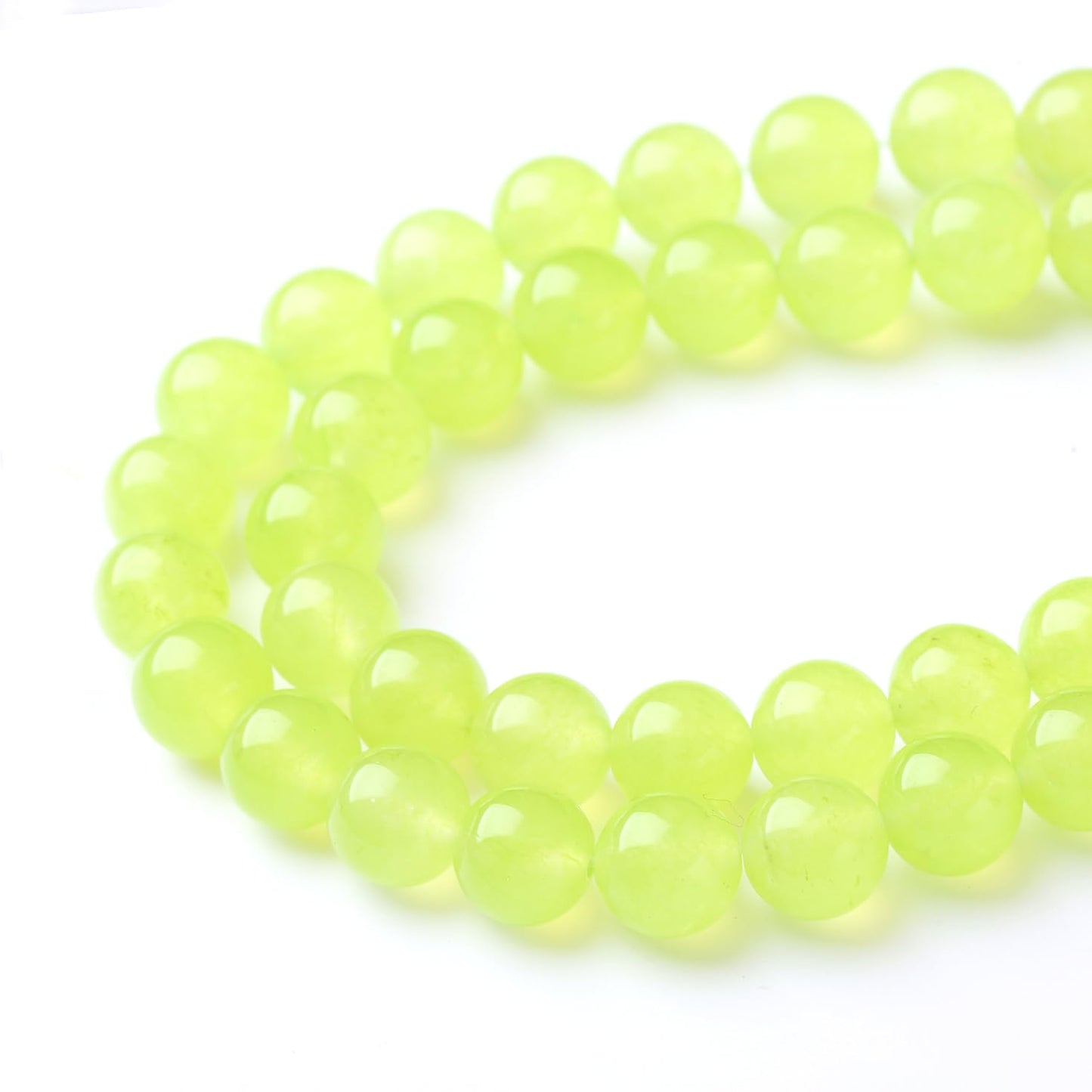45PCS 8MM Natural Apple Green Chalcedony Beads Round Loose Stone Beads for Jewelry Making DIY Energy Stone Healing Power Bracelet 15"