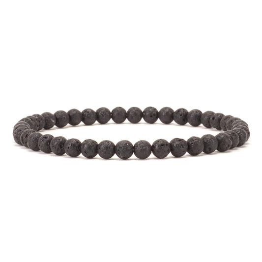 Cherry Tree Collection - Small, Medium, Large Sizes - Gemstone Beaded Bracelets For Women and Men - 4mm Round Beads (Lava, Medium)