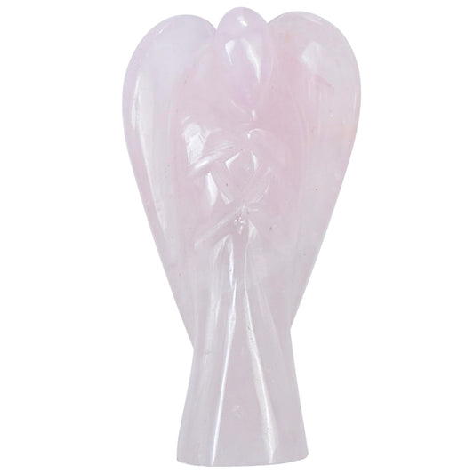 Crocon Rose Quartz Gemstone Guardian Angel Healing Figurine, Hand Carved Pocket Angel - Crystals for Positive Energy, Handmade Mini Statue for Love, Peace & Healing, Natural Gemstone Healing Figurine