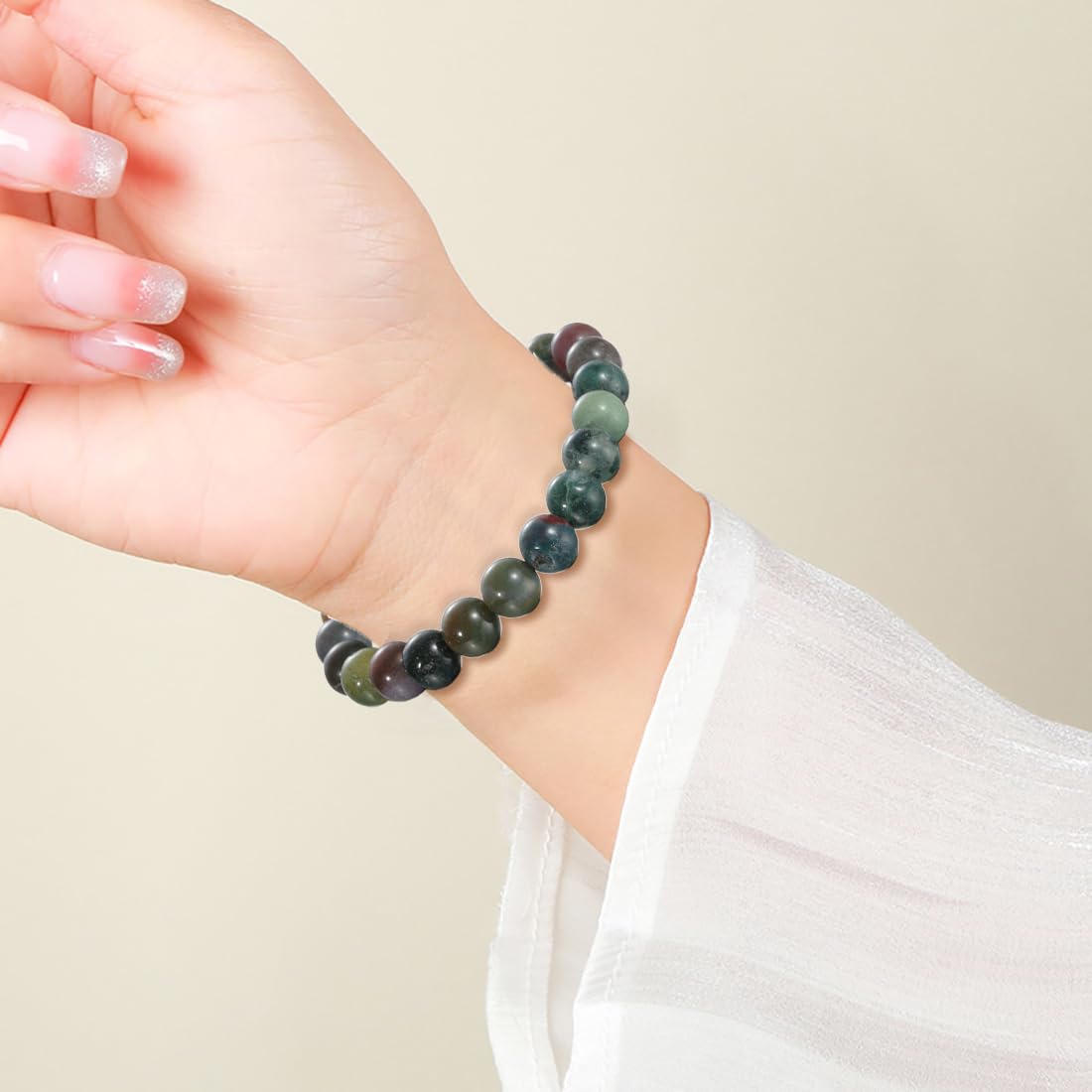 Udolfly Womens Crystal Beaded Bracelets for Women Men Protective Energy Bracelet Natural Gemstone Bead Bracelet 4mm Agate