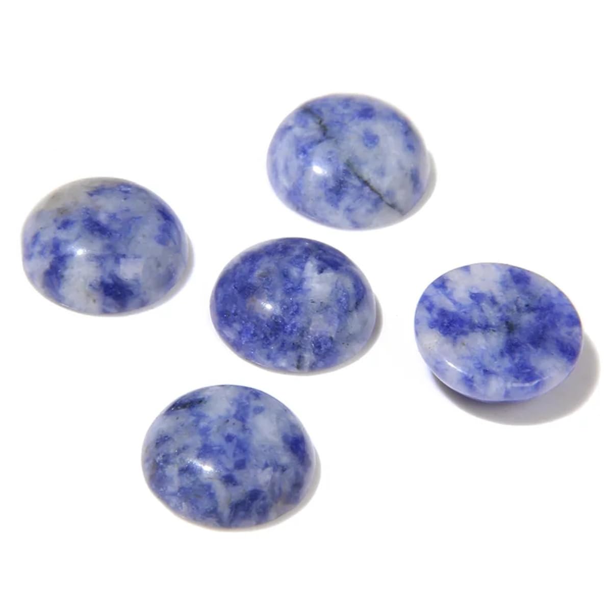 20pcs 10mm Natural Stone No Hole Blue Sodalite Semicircle Smooth Cabochons Beads Healing Chakra Crystal Stone Bead for Jewelry Making Rings Earrings Necklace Bracelet DIY Crafts