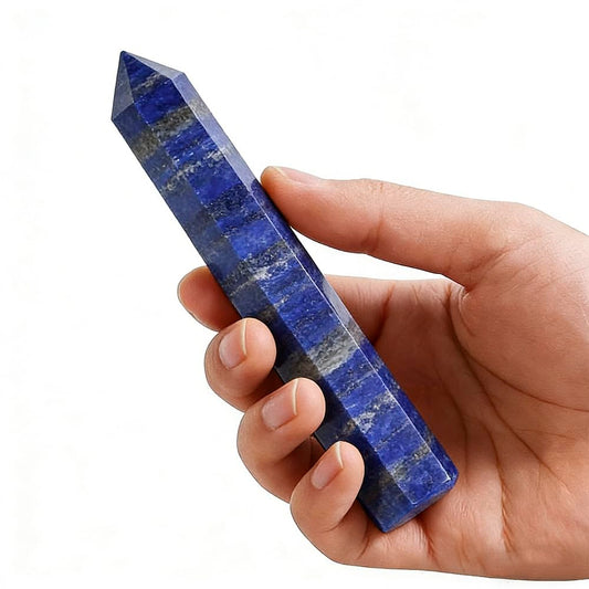 Natural Stone and Crystals Point Wand Reiki Healing Stone Rose Quartz Amethyst Home Decor Mineral Stones Crafts (5.9inch Wand Lapis Lazuli)