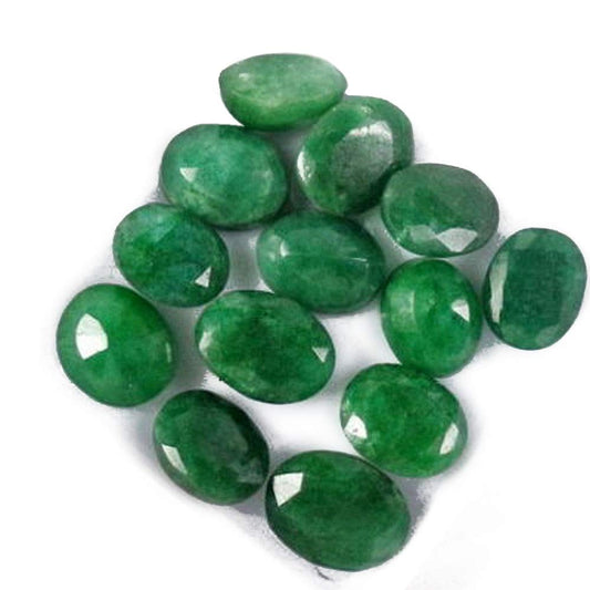 GEMHUB Natural Oval Cut Colombian Loose Green Emerald Beads Approx 60 Ct / 12 Pcs Gemstones Lot…
