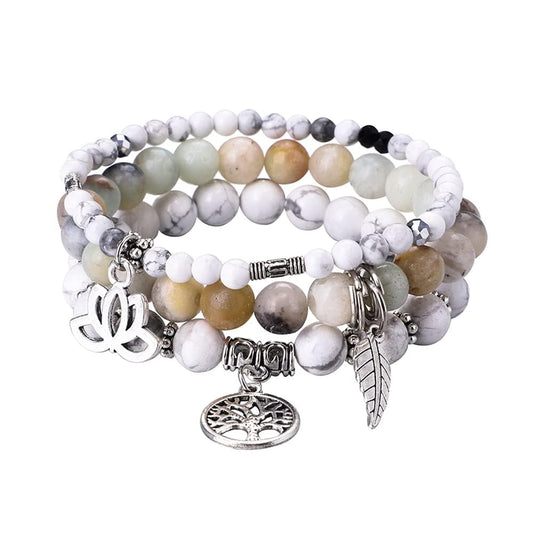 UEUC Tree of Life Yoga Healing Stone Bracelets,Multilayer Lotus Chakra Stone Reiki Bracelet Sets,Anxiety Crystal Natural Stone,for Women Stress Relief(#172)