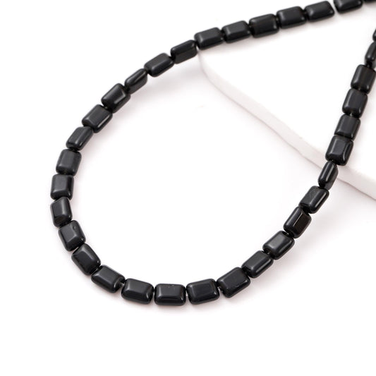 6×8mm Natural Black Agate Flat Square Stone Beads Rectangle Healing Crystals Loose Gemstone Beads for Jewelry Making DIY Bracelets Necklaces