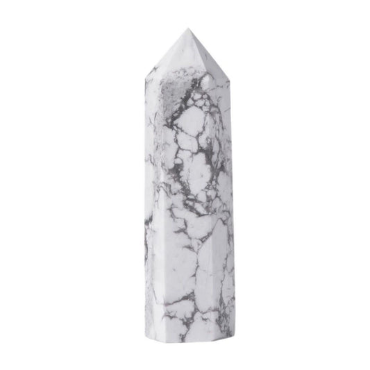 Large White Howlite Crystal Tower Healing Crystal Wand For Spiritual Use Hexagonal Point Reiki Chakra Gemstone Home Decor