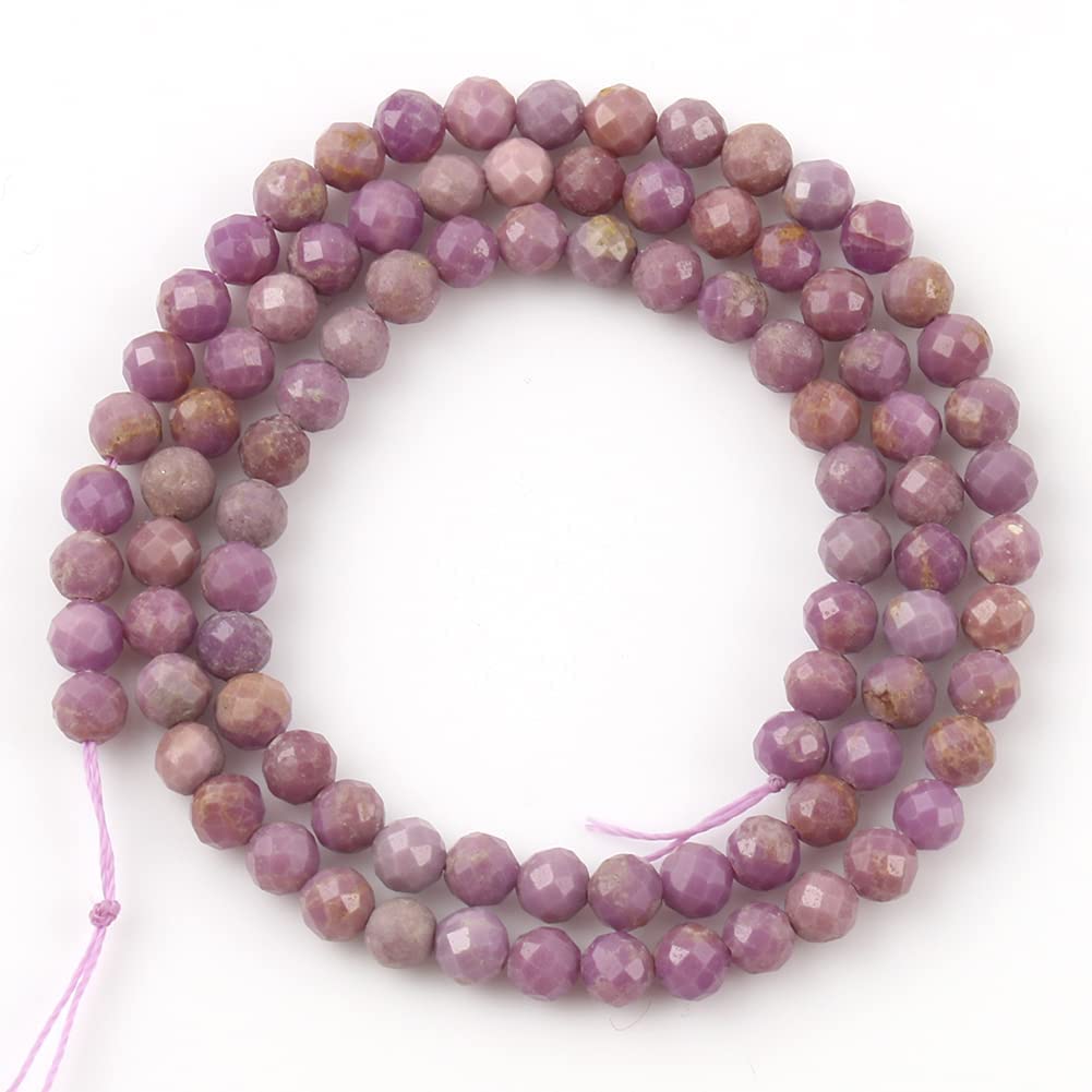Song Xi 180pcs 2mm Natural Purple Mica Gemstone Beads Faceted Round Loose Stone Beads for Jewelry Making