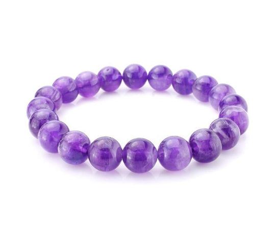 Adabele Real Natural Grade A Purple Amethyst Bracelet 7.5 inch Stretch Gemstone Beaded Bracelet Chakra Healing Crystal Stone Jewelry Women Mom Gift (Unisex) GB8-B7