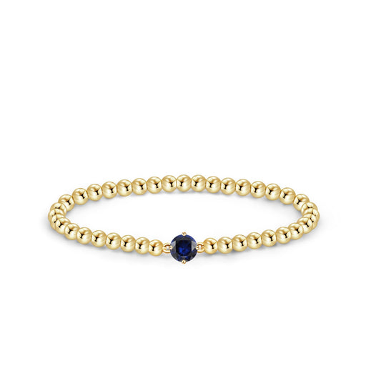 Free bird Sapphire Bracelet September Birthstone Bracelet 14K Gold Plated Beaded Bracelets Handmade Stretch Beaded Sapphire Jewelry for Women
