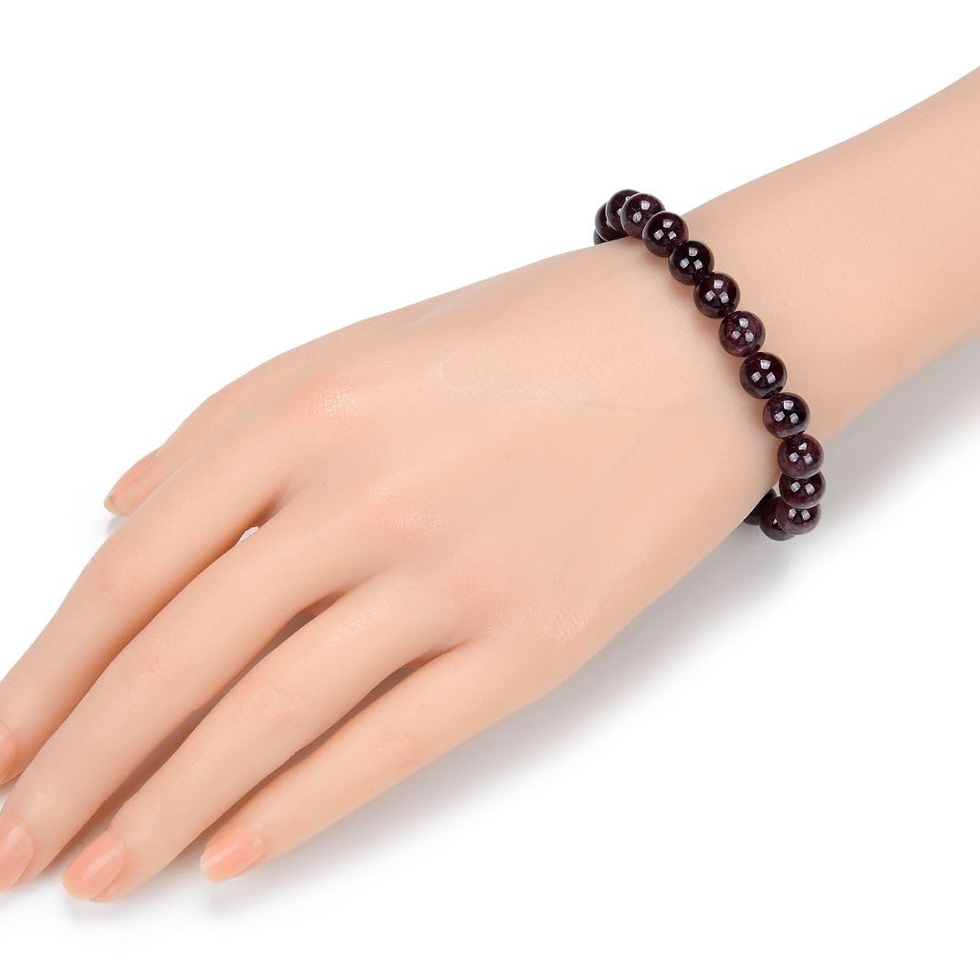 Adabele Real Natural Garnet Bracelet 7.5 inch Stretch Gemstone Beaded Bracelet Chakra Healing Crystal Stone Jewelry Women Mom Gift (Unisex) GB8-B8