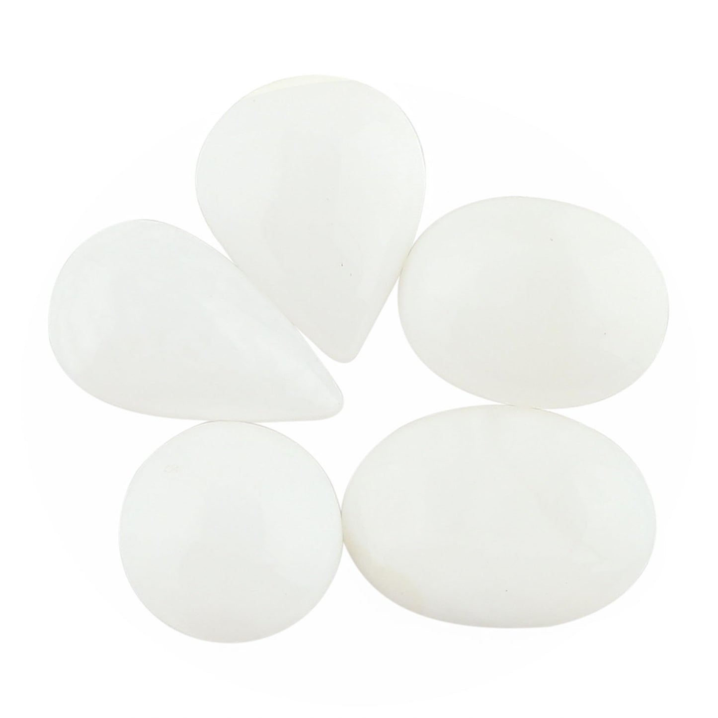 CRYSTALINES 5pcs, Wholesale White Opal Crystals Cabochons, Natural Flatback Gemstones, Bulk Polished Healing Stones, Loose Supplies for Jewelry Making, Wire Wrapping, Gem Collection