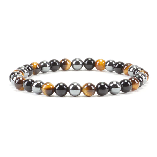 Cherry Tree Collection - Small, Medium, Large Sizes - Gemstone Beaded Bracelets For Women and Men - 6mm Round Beads (Triple Protection Gold - Medium)