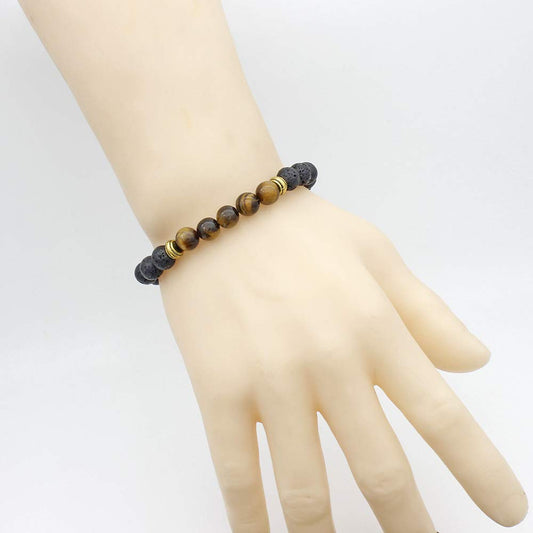 COLORFUL BLING Adjustable Bracelet 8mm Lava Rock Bracelet Bead Chakra Bracelet 7 Chakras Healing Bracelet Yoga Stone Beads Bracelets Healing Therapy Bangle for Women Men - Tiger's Eye