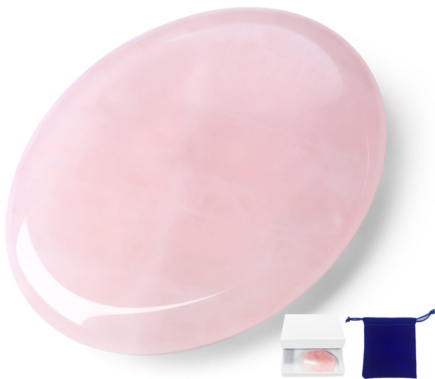 NUKAYAI Thumb Worry Stone Rose Quartz Crystals Pink Healing Stones Palm Natural Mental Health Stress Relief Depression Gemstones Reiki Trinket Anxiety Relief Items Mother's Day Gifts for Women