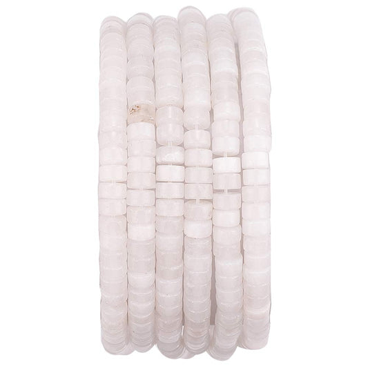 BEADIA Natural White Agate Spacer Beads Caps Loose Semi Gemstone for Beading Jewelry Making 4mmx2mm 38cm