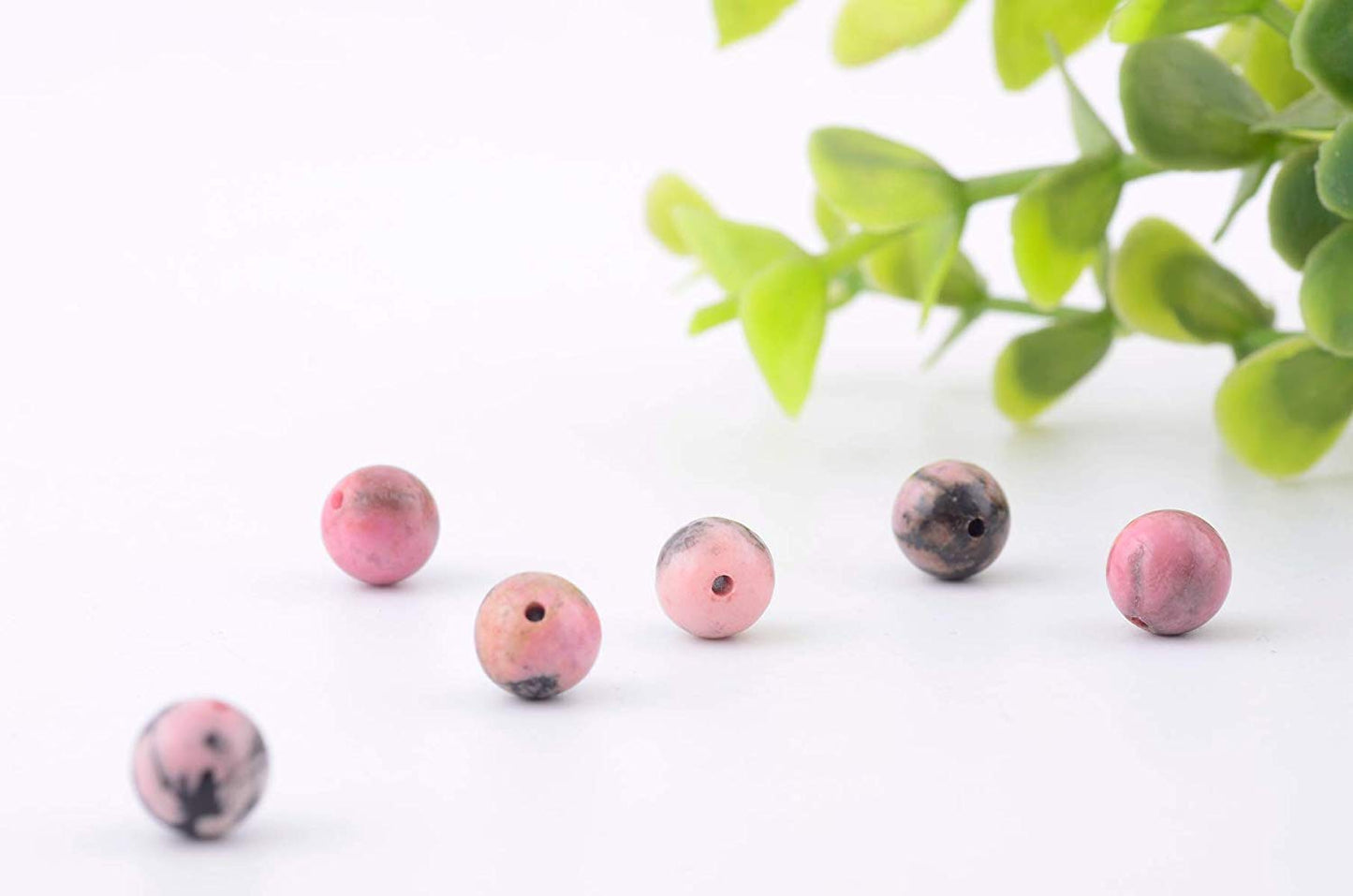 Natural Stone Beads 100pcs 10mm Black Stripe Rhodonite Round Real Stone Beading Loose Gemstone Hole 1mm DIY Charm Beads for Bracelet Necklace Earrings Jewelry Making (Black Stripe Rhodochrosite, 10mm)